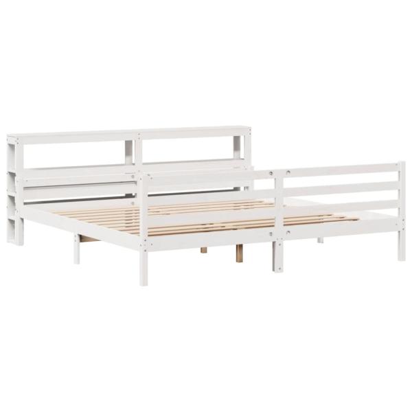 Bettgestell mit Kopfteil ohne Matratze Weiß 200x200 cm