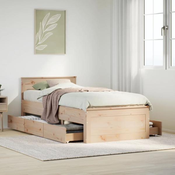 ARDEBO.de - Massivholzbett ohne Matratze mit Kopfteil 90x200 cm Kiefernholz