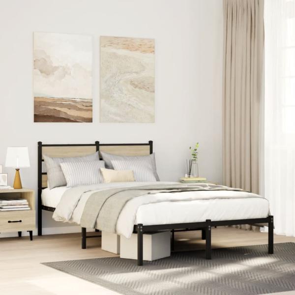 ARDEBO.de - Metallbett ohne Matratze Sonoma-Eiche 120x190 cm