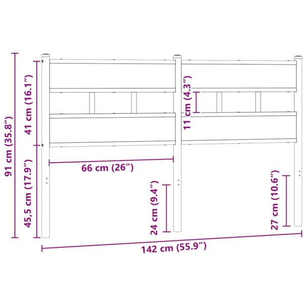 Ersatz-Kopfteil Sonoma-Eiche 135 cm Eisen und Holzwerkstoff