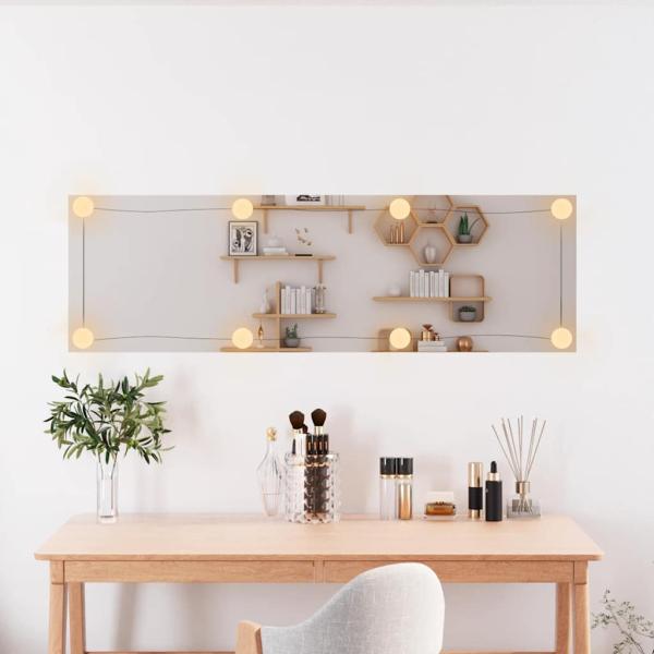 Wandspiegel mit LED-Leuchten 30x100 cm Glas Rechteckig