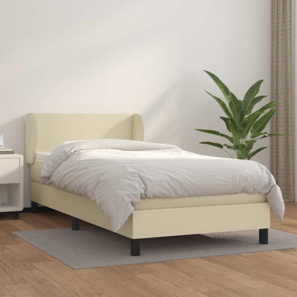 ARDEBO.de - Boxspringbett mit Matratze Creme 80x200 cm Kunstleder