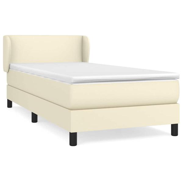 Boxspringbett mit Matratze Creme 80x200 cm Kunstleder