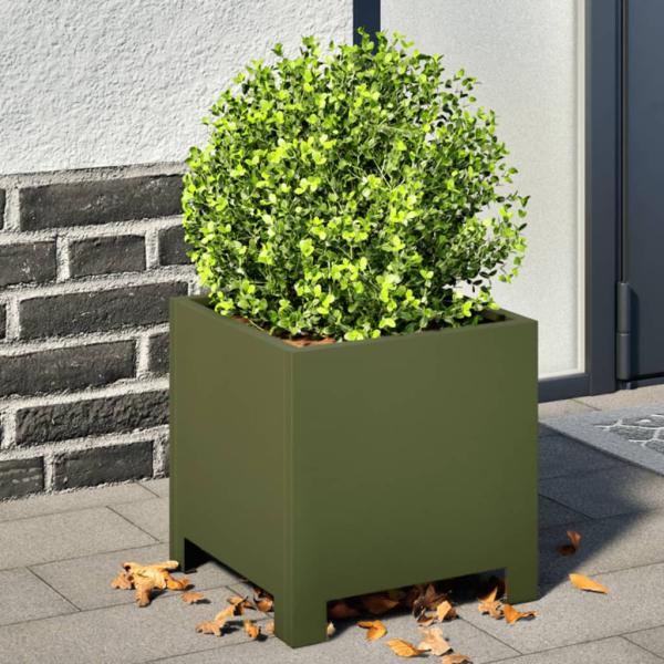 ARDEBO.de - Pflanzkübel Olivgrün 30x30x30 Stahl