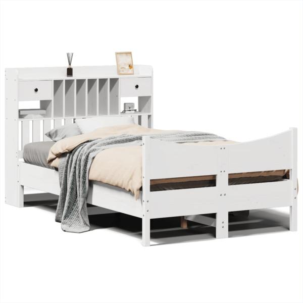 Massivholzbett ohne Matratze Weiß 135x190 cm Kiefernholz