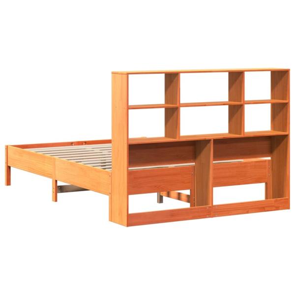 Massivholzbett mit Regal ohne Matratze Wachsbraun 160x200 cm