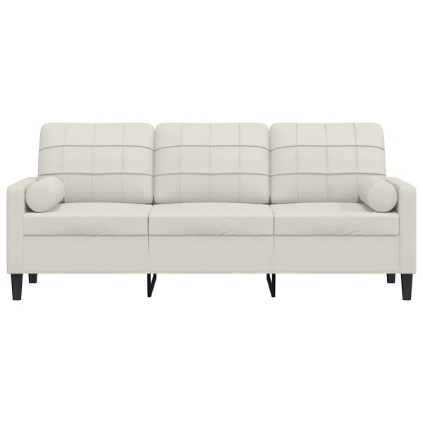 3-Sitzer-Sofa mit Zierkissen Creme 180 cm Samt