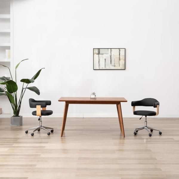 ARDEBO.de - Esszimmerstühle 2 Stk. Drehbar Schwarz Kunstleder