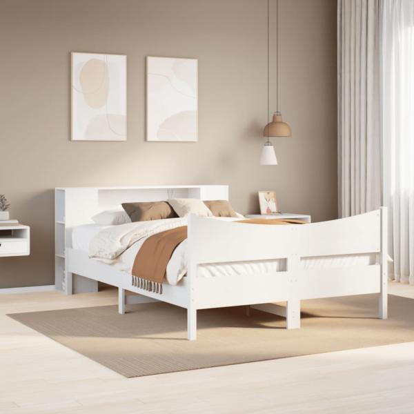 ARDEBO.de - Massivholzbett ohne Matratze Weiß 160x200 Kiefernholz