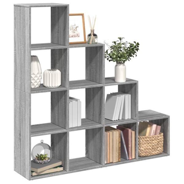 ARDEBO.de - Raumteiler-Bücherregal 4 Stufen Grau Sonoma 131,5x29x131,5 cm