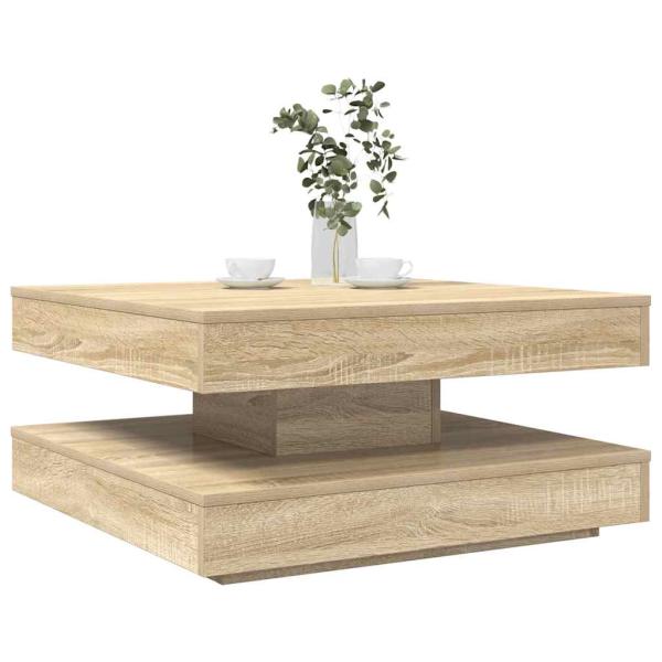 ARDEBO.de - Couchtisch 360-Grad Drehbar Sonoma-Eiche 70x70x34,5 cm