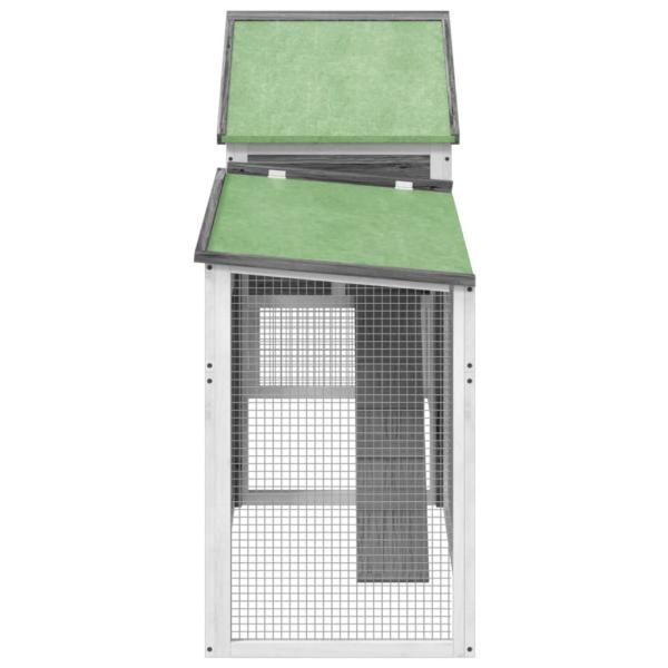 Kaninchenstall Grau 185,5x60,5x109,5 cm Massivholz Kiefer
