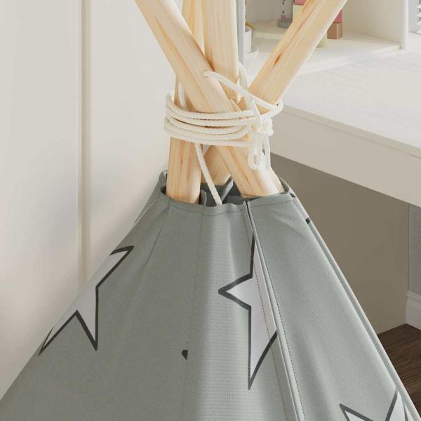 Kinder Tipi-Zelt mit Tasche Polyester Grau 115x115x160 cm