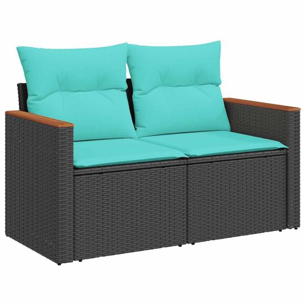 7-tlg. Garten-Sofagarnitur mit Kissen Braun Poly Rattan Akazie