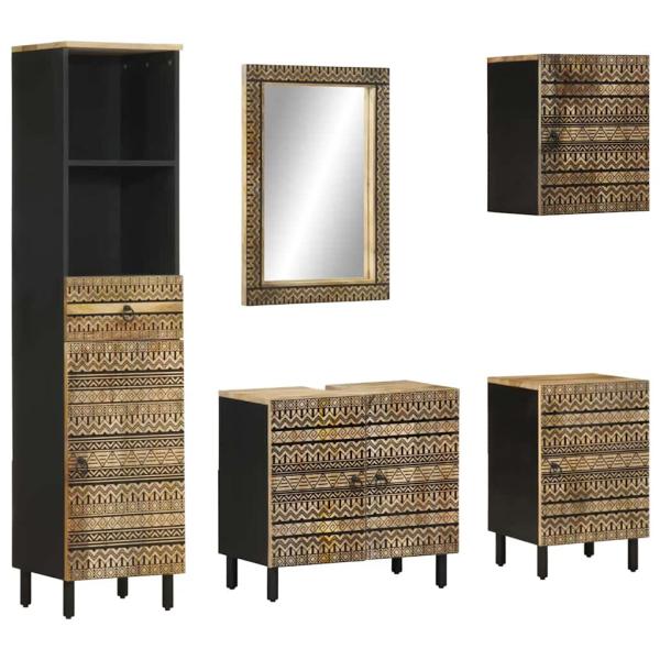 ARDEBO.de - 5-tlg. Badmöbel-Set Massivholz Mango