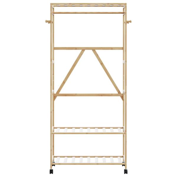 Kleiderständer mit Ablagen und Rollen 90x40x179,5 cm Bambus