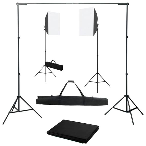 ARDEBO.de - Fotostudio-Set mit Softboxen und Hintergrundsystem
