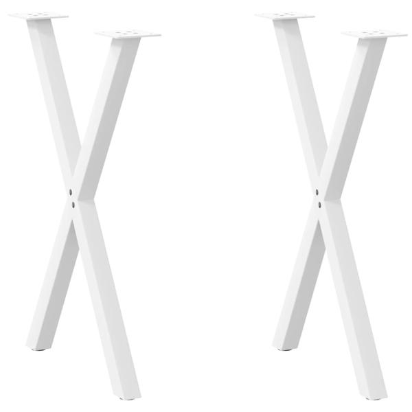 ARDEBO.de - Esstischbeine X-Form 2 Stk. Weiß 50x(72-73) cm Stahl
