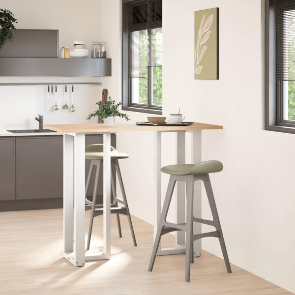 ARDEBO.de - Bartischbeine T-Form 2 Stk. Weiß 40x35x(110-111) cm Stahl