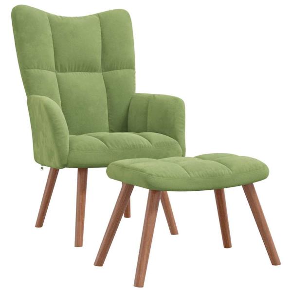 Relaxsessel mit Hocker Hellgr?n Samt