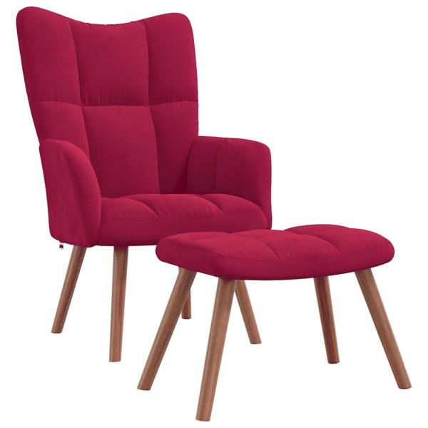 Relaxsessel mit Hocker Weinrot Samt