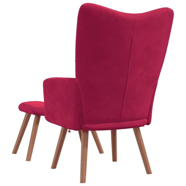 Relaxsessel mit Hocker Weinrot Samt