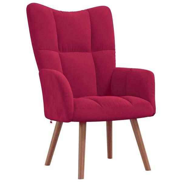 Relaxsessel mit Hocker Weinrot Samt