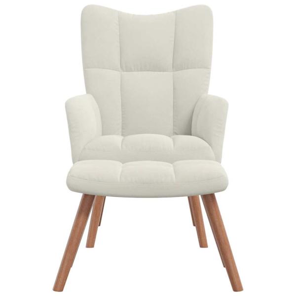 Relaxsessel mit Hocker Cremeweiß Samt