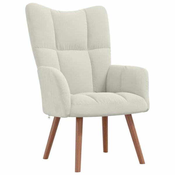 Relaxsessel mit Hocker Cremeweiß Samt
