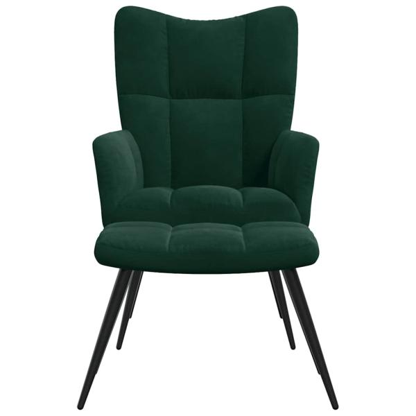 Relaxsessel mit Hocker Dunkelgrün Samt
