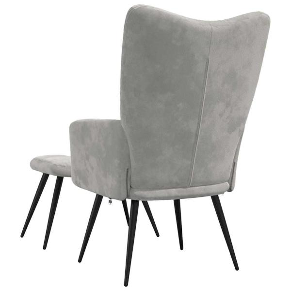 Relaxsessel mit Hocker Hellgrau Samt