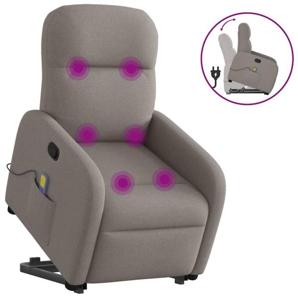 ARDEBO.de - Massagesessel mit Aufstehhilfe Taupe Stoff