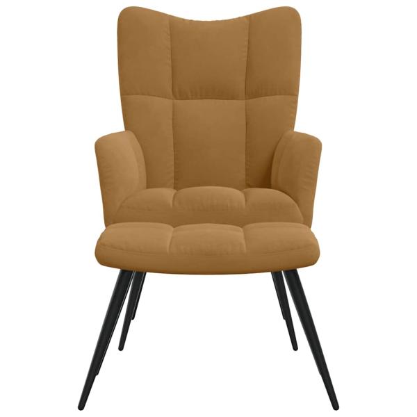 Relaxsessel mit Hocker Braun Samt