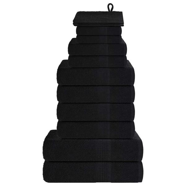 ARDEBO.de - 12-tlg. Handtuch-Set FROGN Schwarz 360 g/m²