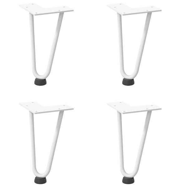 Haarnadelbeine für Couchtisch 4 Stk. Weiß 20 cm Massivstahl