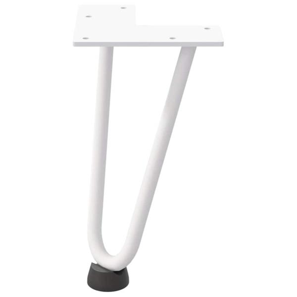 Haarnadelbeine für Couchtisch 4 Stk. Weiß 20 cm Massivstahl