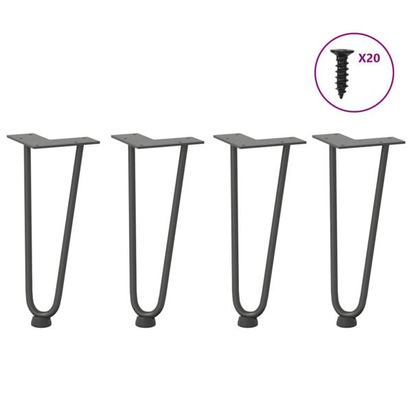 ARDEBO.de - Haarnadelbeine für Couchtisch 4 Stk. Anthrazit 30 cm Massivstahl