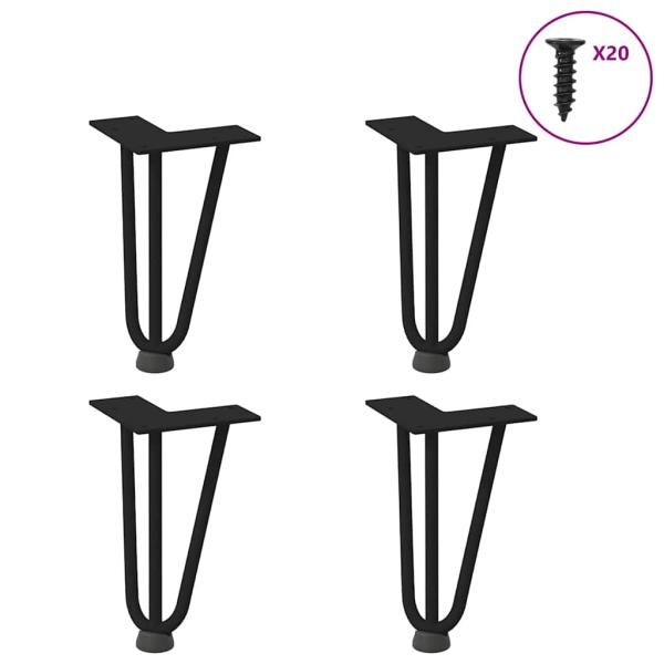 Haarnadelbeine für Couchtisch 4 Stk. Schwarz 20 cm Massivstahl