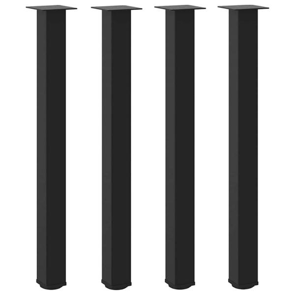 Bartischbeine 4 Stk. Schwarz 90-92 cm Stahl