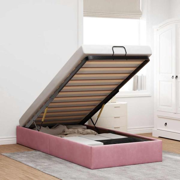 ARDEBO.de - Ottoman-Bett ohne Matratze Rosa 80x200 cm Samt