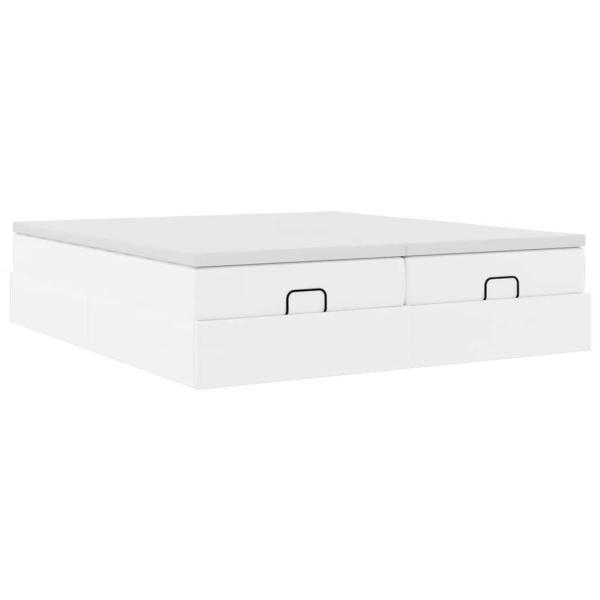 Ottoman-Bett mit Matratzen Weiß 200x200 cm Kunstleder
