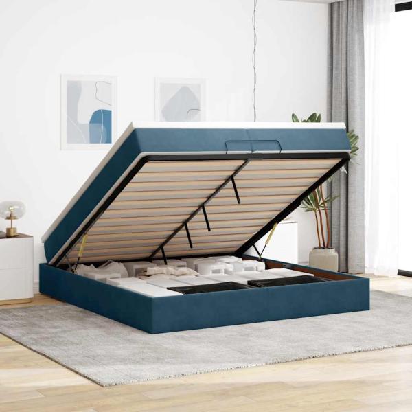 ARDEBO.de - Ottoman-Bett mit Matratzen Dunkelblau 200x200 cm Samt