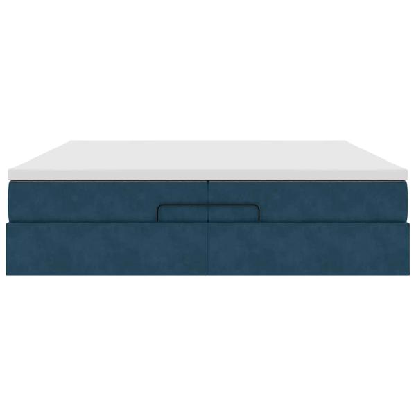 Ottoman-Bett mit Matratzen Dunkelblau 200x200 cm Samt