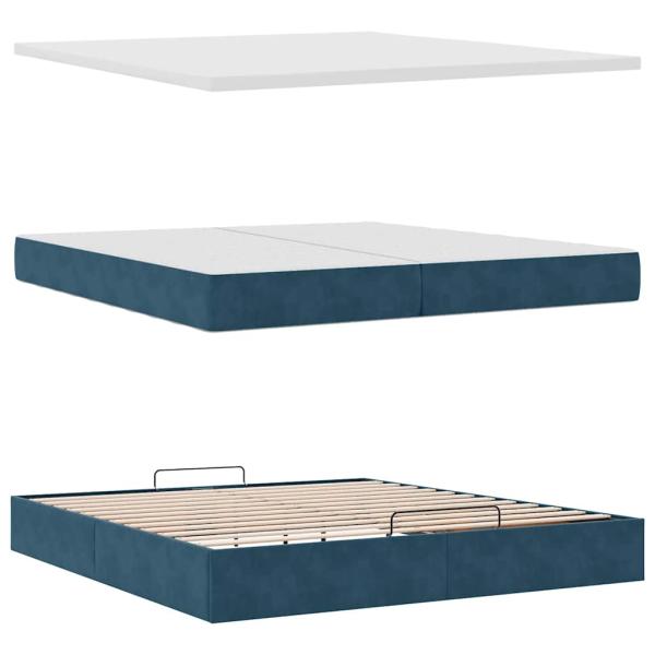 Ottoman-Bett mit Matratzen Dunkelblau 200x200 cm Samt