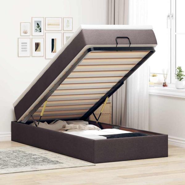 ARDEBO.de - Ottoman-Bett mit Matratze Dunkelbraun 80x200 cm Stoff