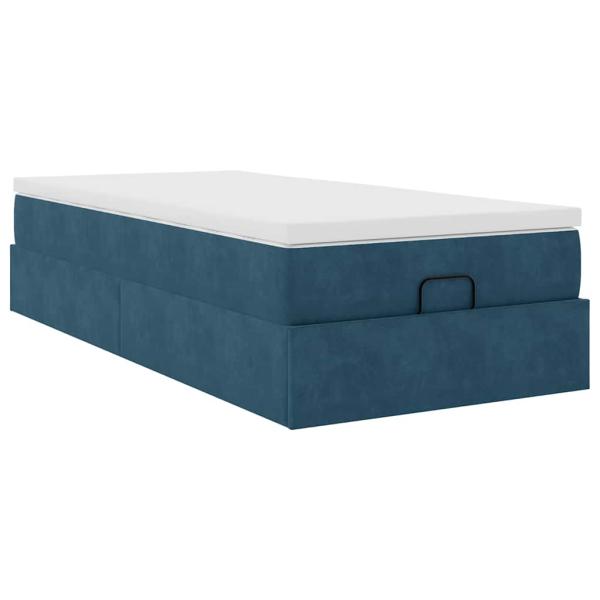 Ottoman-Bett mit Matratze Dunkelblau 90x190 cm Samt
