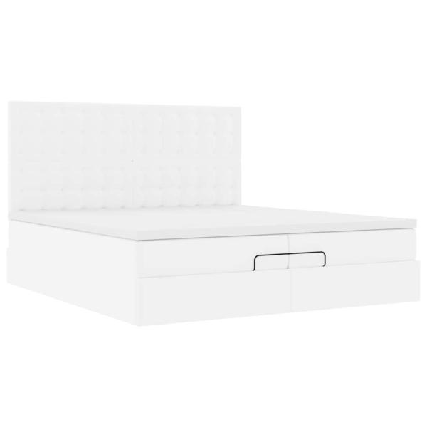 Ottoman-Bett mit Matratzen Weiß 200x200 cm Kunstleder