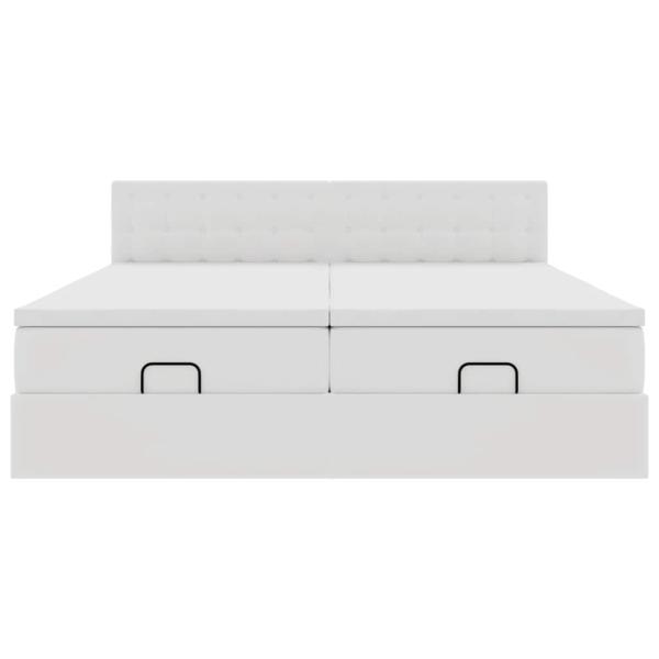 Ottoman-Bett mit Matratzen Weiß 200x200 cm Kunstleder