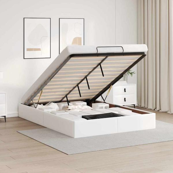 ARDEBO.de - Ottoman-Bett ohne Matratze Weiß 140x190 cm Kunstleder