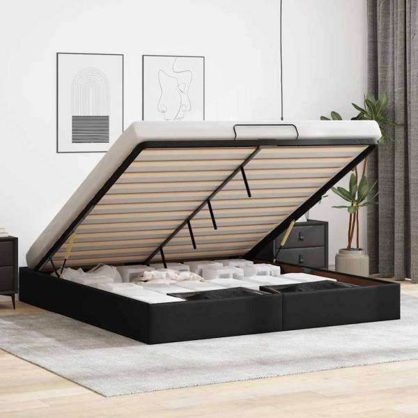 ARDEBO.de - Ottoman-Bett ohne Matratze Schwarz 180x200 cm Kunstleder